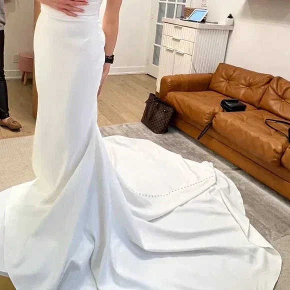 Charming White Strapless Wedding Dress,White Bridal Gown Y7385 - Image 4