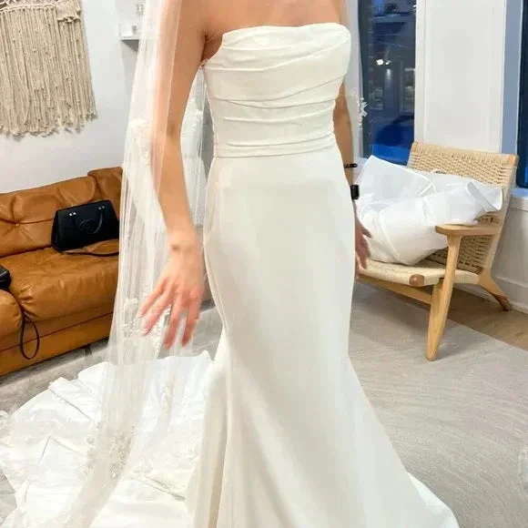 Charming White Strapless Wedding Dress,White Bridal Gown Y7385 - Image 5