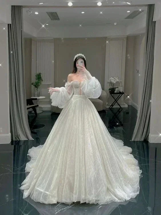 Charming White Tulle Wedding Dress,White Bridal Dress ,Y2531 - Image 2