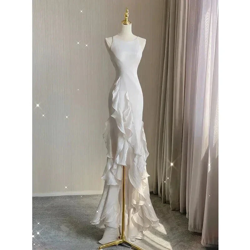 Charming White Wedding Dress,Sleeveless Bridal Dress Y2066 - Image 2
