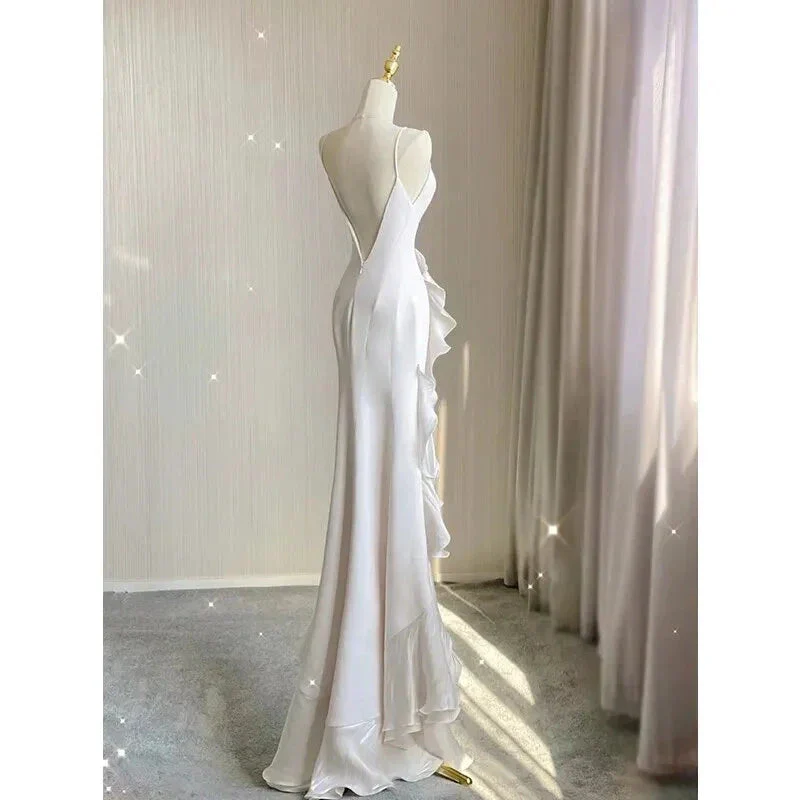 Charming White Wedding Dress,Sleeveless Bridal Dress Y2066 - Image 3