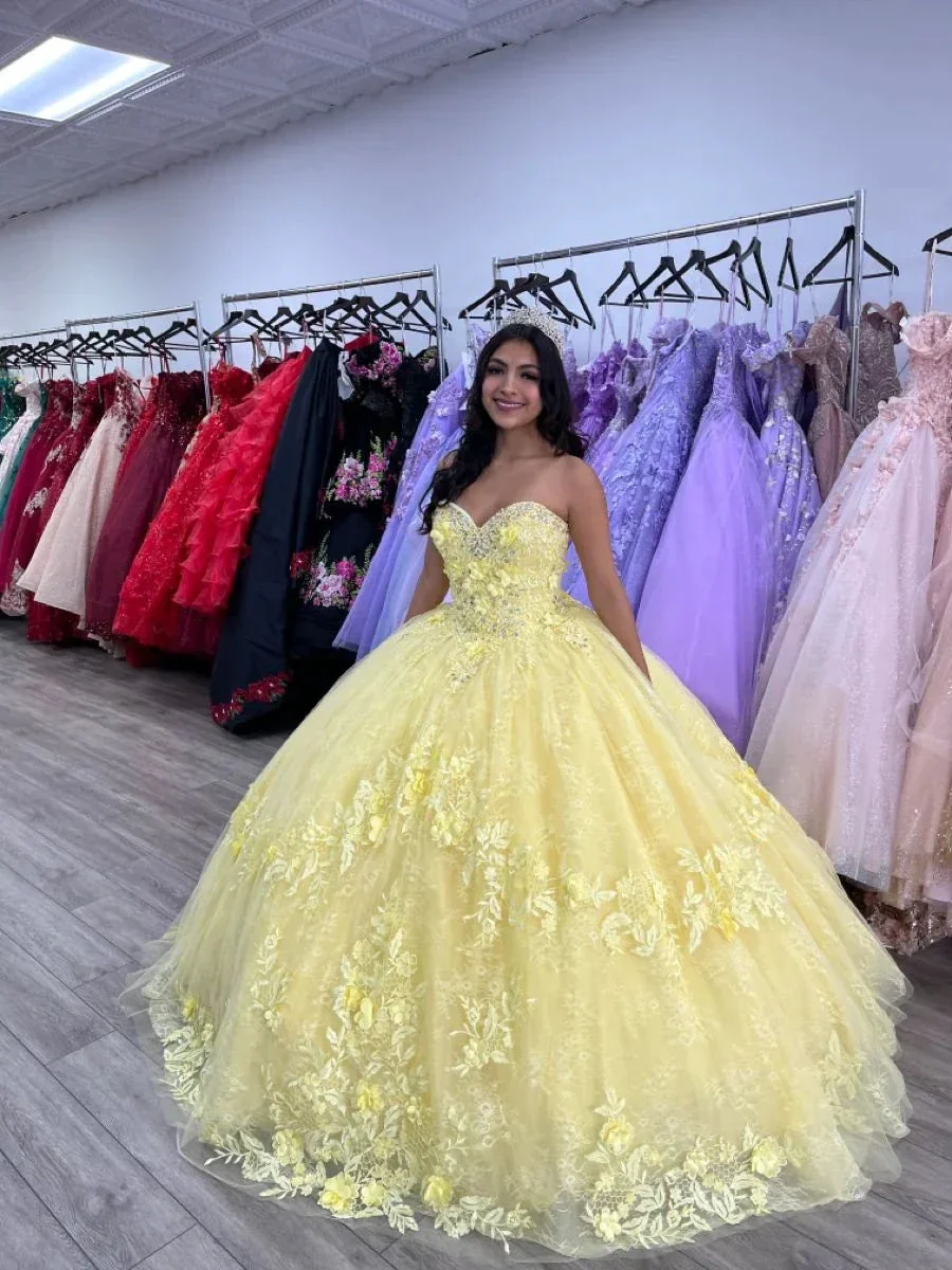 Charming Yellow Ball Gown,Sweet 16 Dress,Lace Princess Dress Y2322 - Image 2