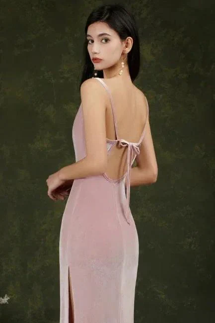 Purple Spaghetti Straps Sleeveless Mermaid Prom Dresses - Image 4