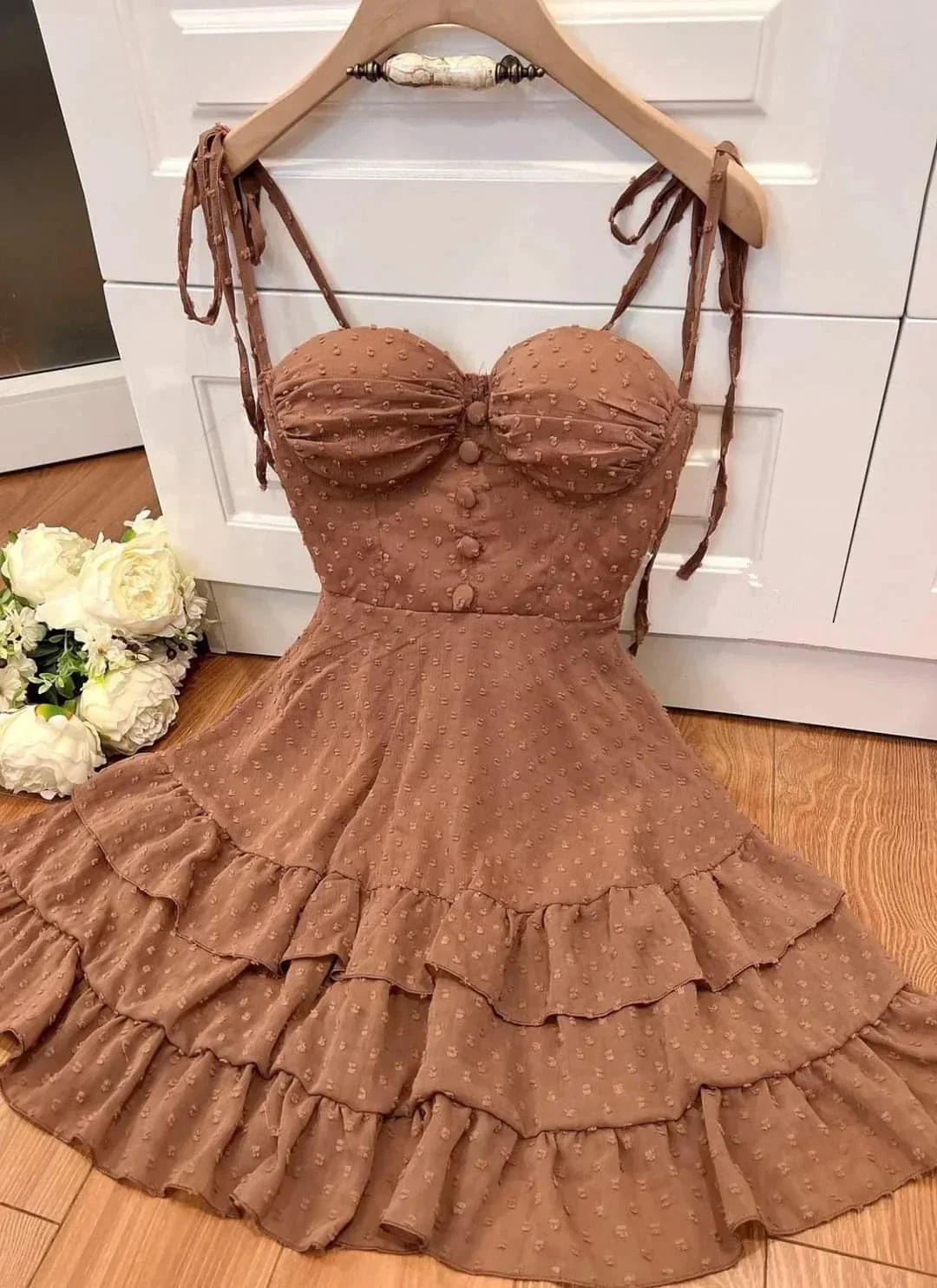 Chic A-line Brown Homecoming Dress Brown Party Dress Y2552 - Image 2