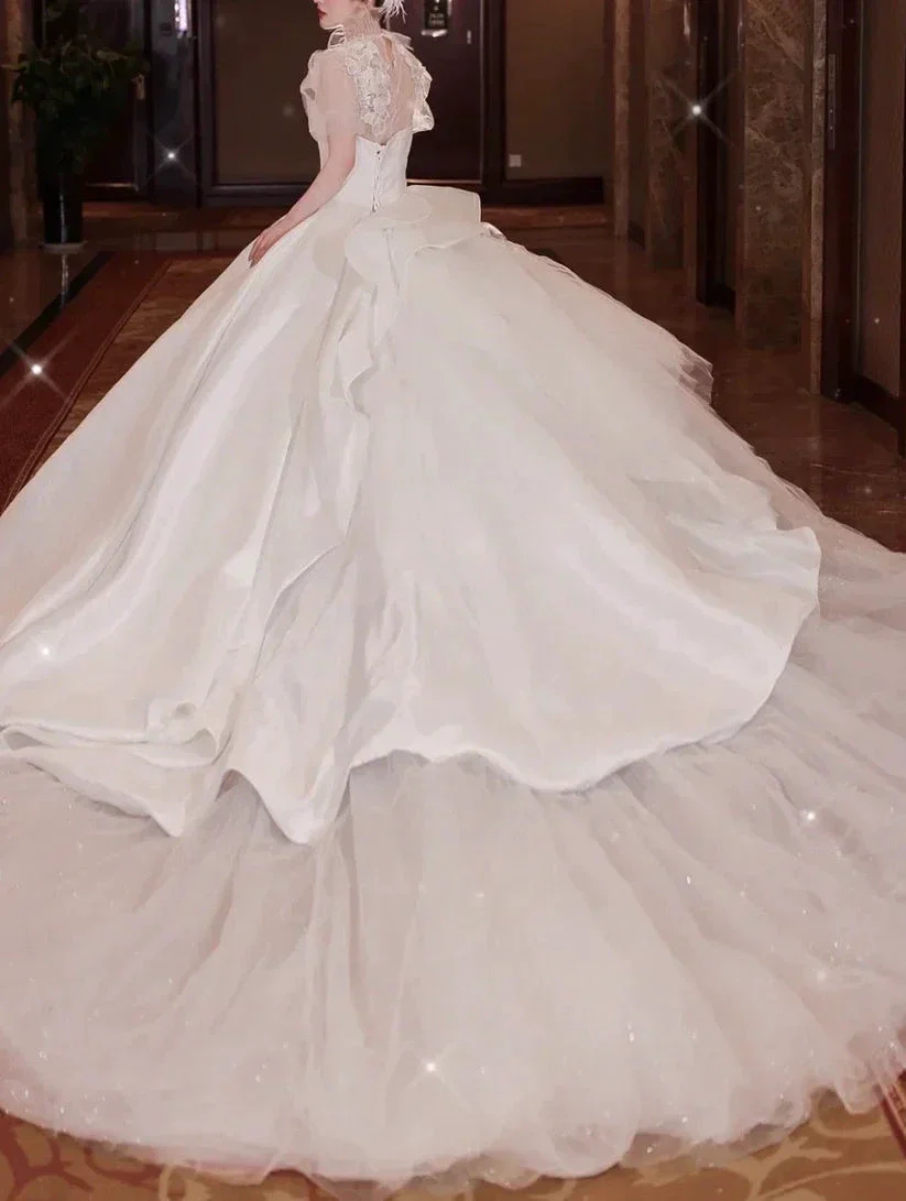 Chic A-line Long Sleeves Wedding Dress,Bridal Gown Y6789 - Image 7