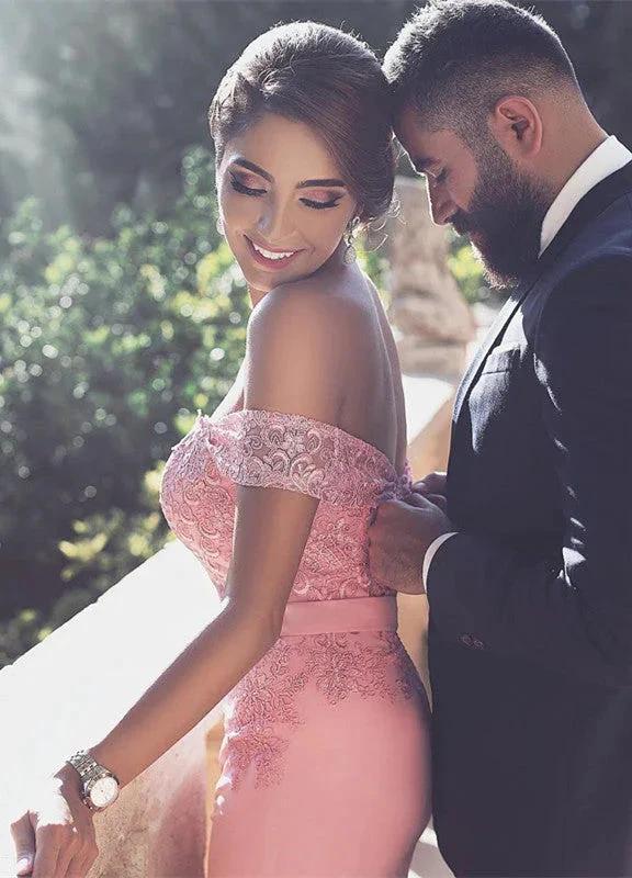 Chic A-Line Off-the-Shoulder Lace Long Prom Dresses - Image 3