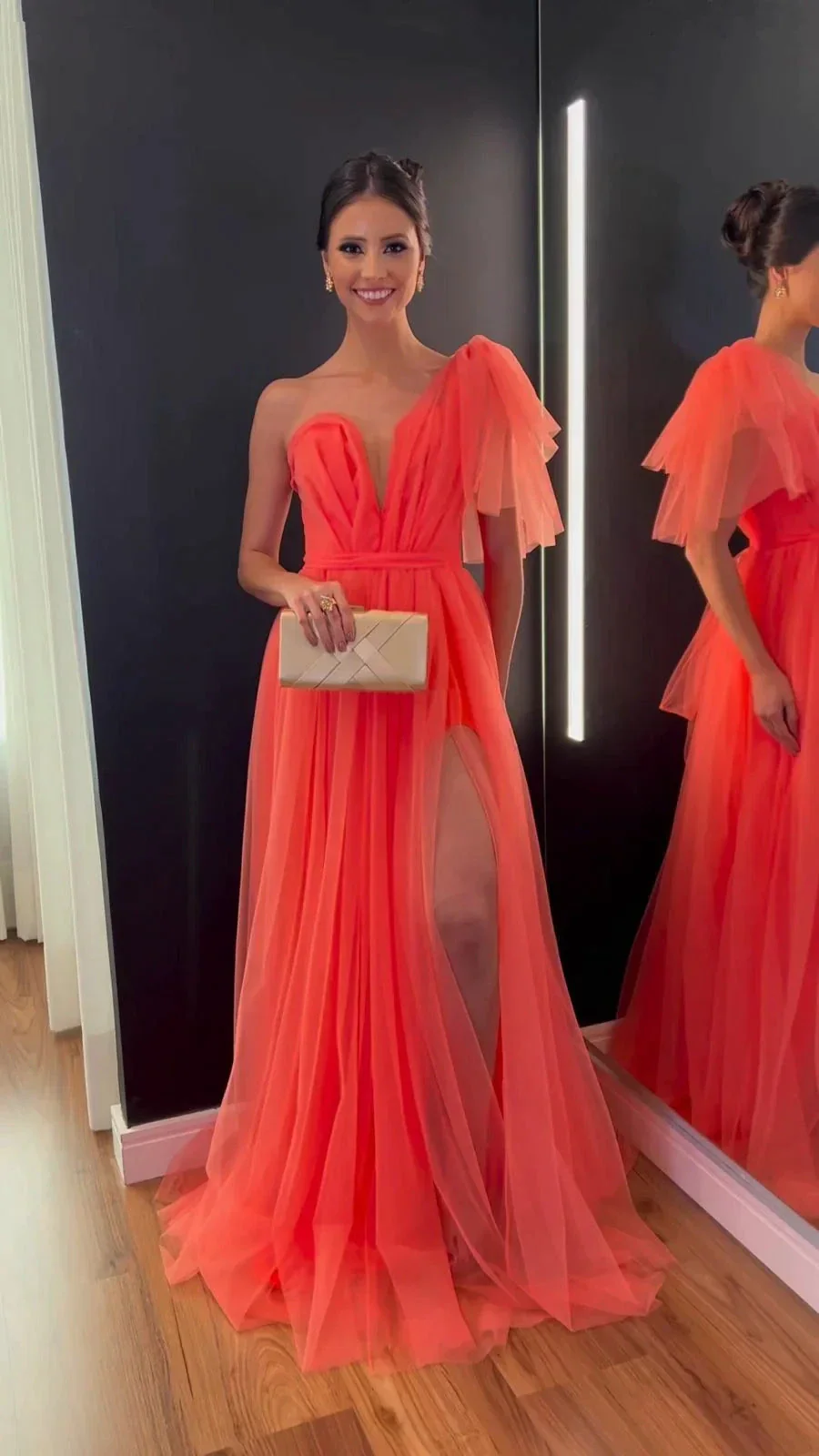 Chic A-line One Shoulder Evening Dress With Split Gala Dress Y5236 - Image 2