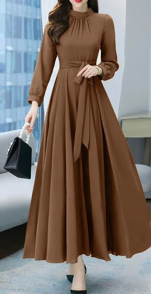 Chic A-Line Pure Color Long Sleeves Evening Dresses Y5787 - Image 2