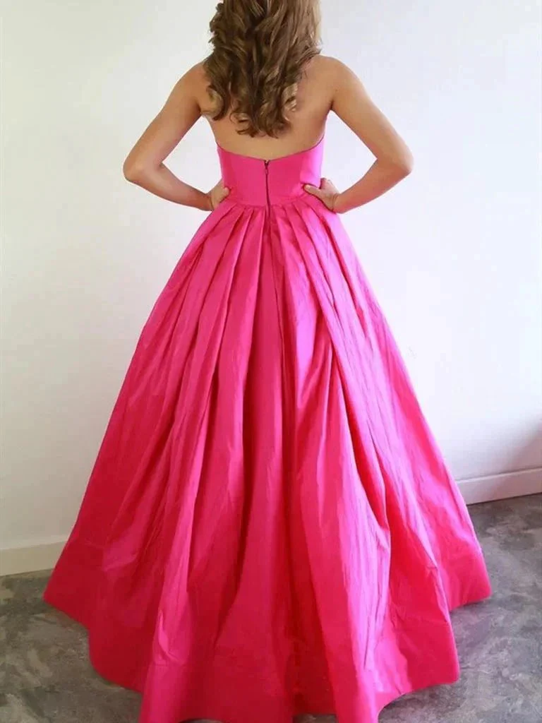 Sloane | Chic A-line Sweetheart Fuchsia Prom Dresses Satin Prom Dress Evening Dress - Image 2