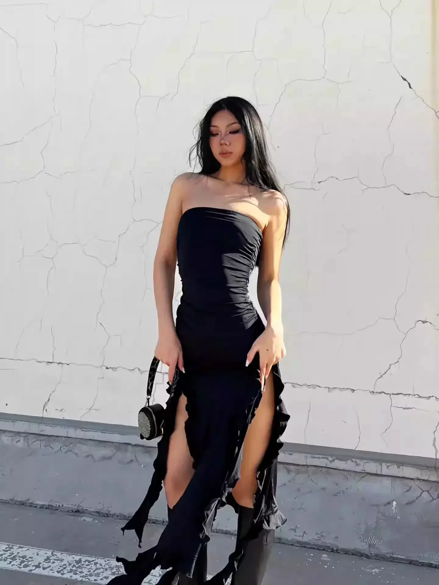 Chic Black Strapless Party Dress,Black Evening Dress Y1929 - Image 5