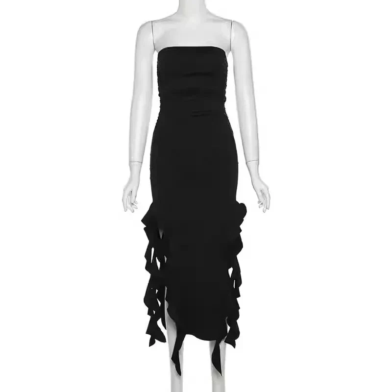 Chic Black Strapless Party Dress,Black Evening Dress Y1929 - Image 7