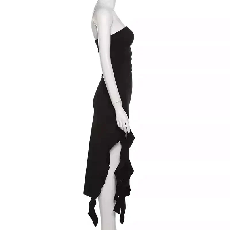 Chic Black Strapless Party Dress,Black Evening Dress Y1929 - Image 9