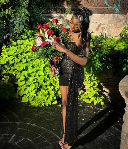 Chic Black Strapless Sheath Homecoming Dress Graduation Dress Y7926 - Image 6