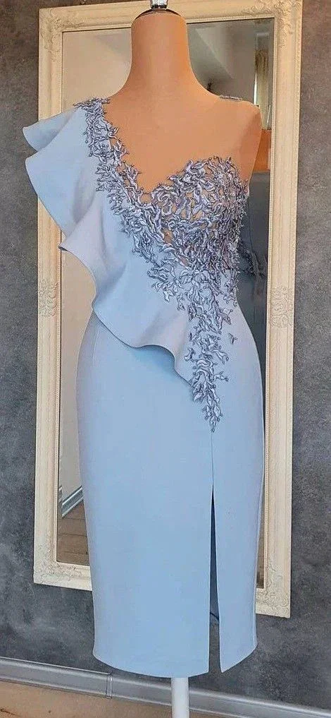 Blue Sheath Short Party Dress Blue Homecoming Dress Y6427 - Image 2