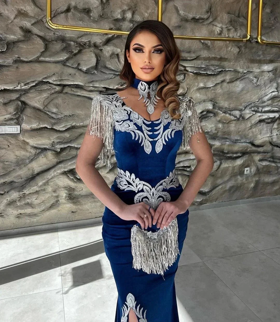 Chic Floor Length Straps Sleeveless Mermaid Prom Dress with Split - Image 2