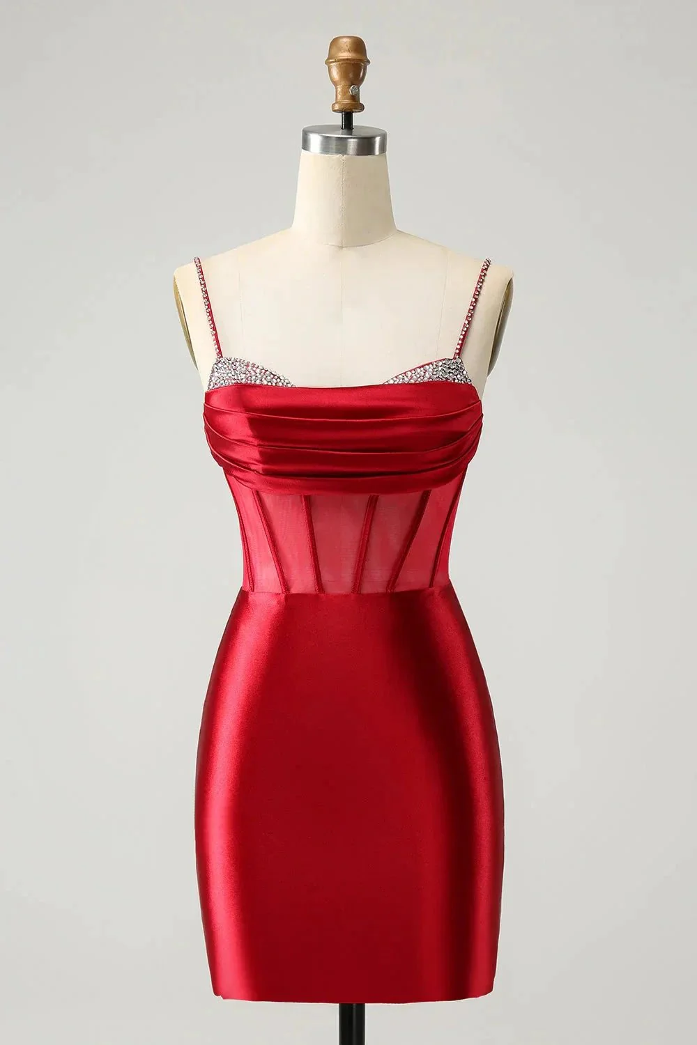 Chic Fuchsia Bodycon Pleated Corset Short Homecoming Dress with Beading - Image 8