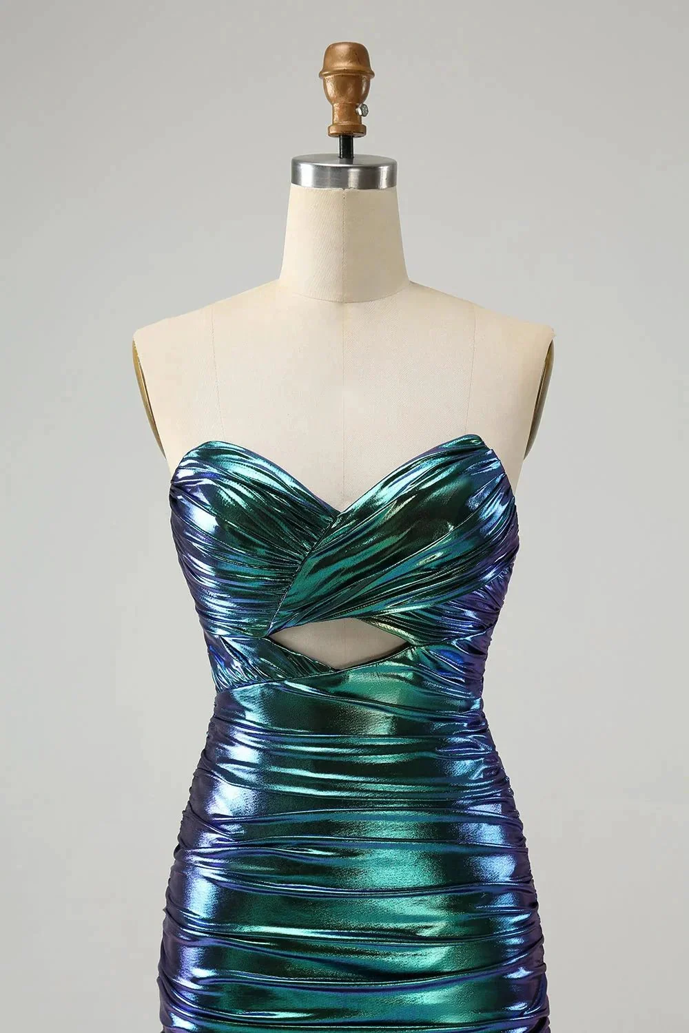 Chic Strapless Keyhole Pleated Fuchsia Tight Homecoming Dress - Image 10