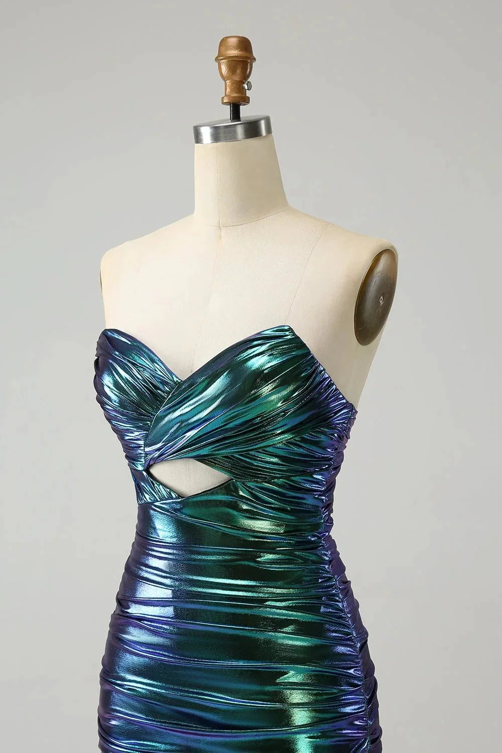 Chic Strapless Keyhole Pleated Fuchsia Tight Homecoming Dress - Image 12
