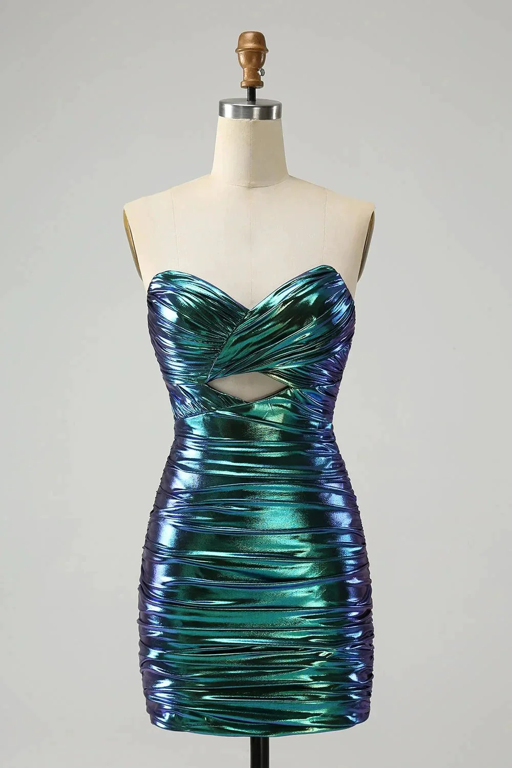 Chic Strapless Keyhole Pleated Fuchsia Tight Homecoming Dress - Image 7