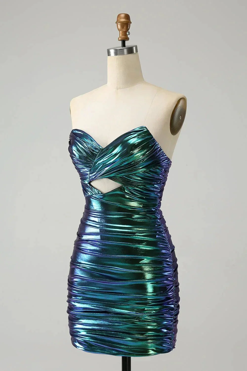 Chic Strapless Keyhole Pleated Fuchsia Tight Homecoming Dress - Image 9