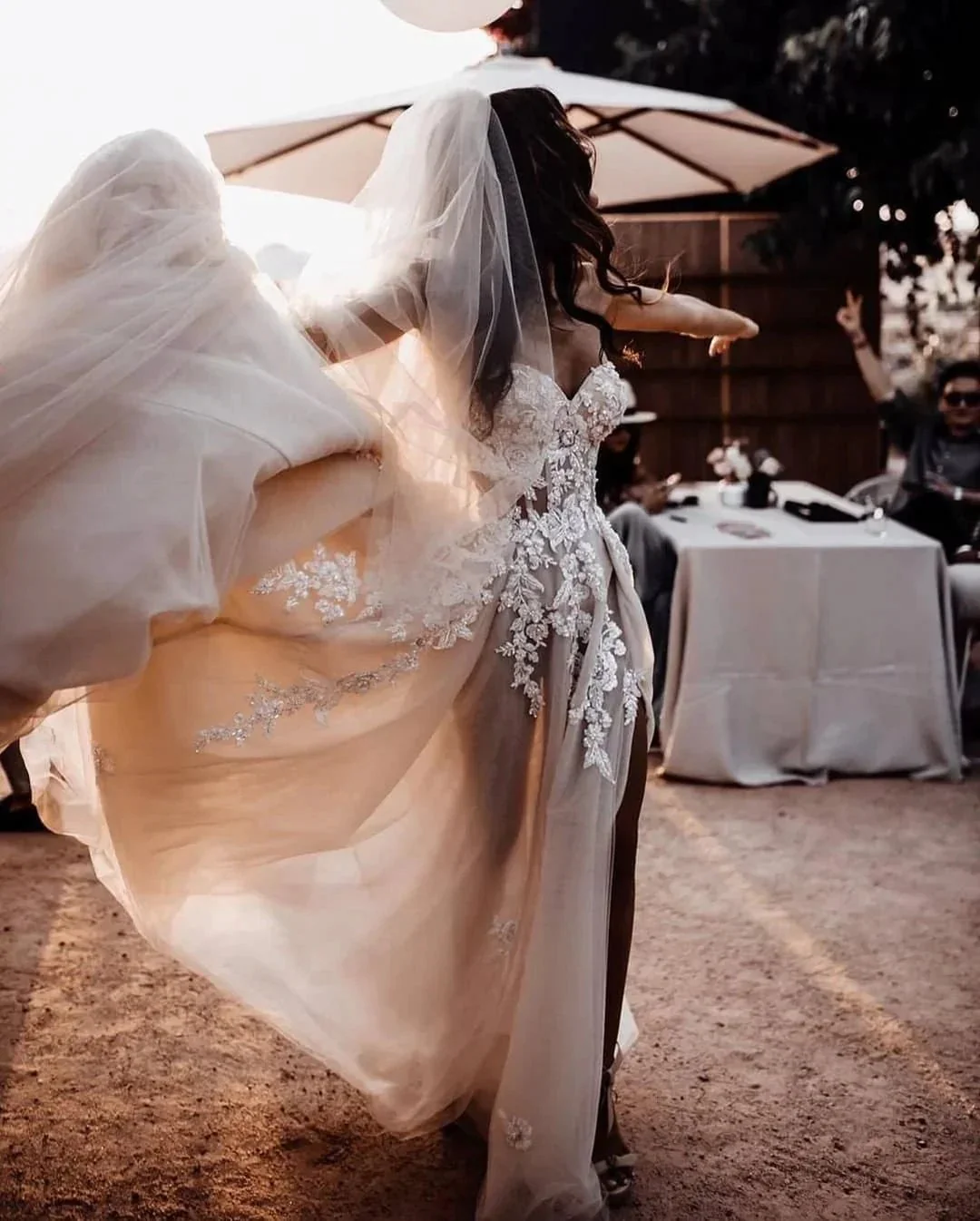 Chic Long A-line Sweetheart Lace Tulle 3D Floral Wedding Dress - Image 5