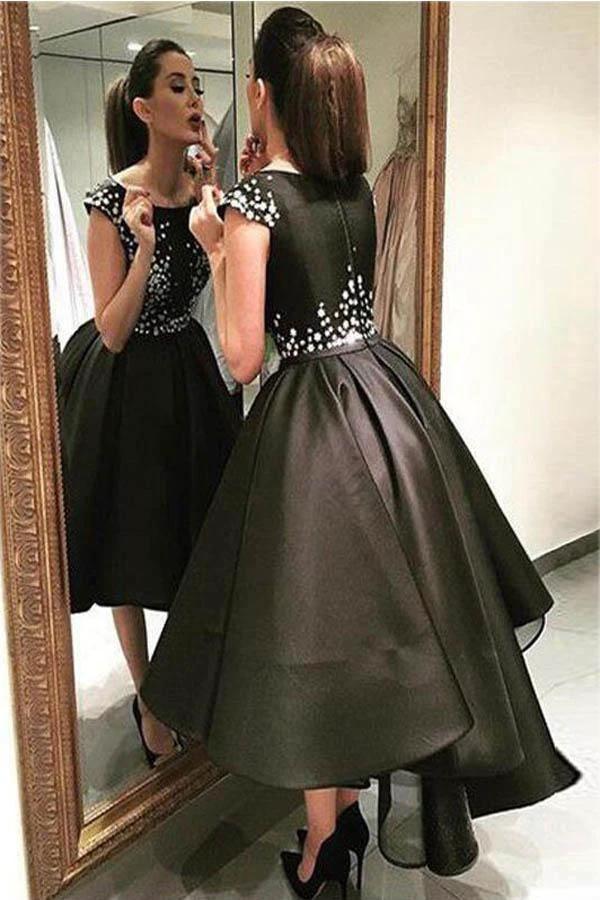 Chic Modern Sparking Beading High Low Black Organza Homecoming Dress PG178 - Image 2