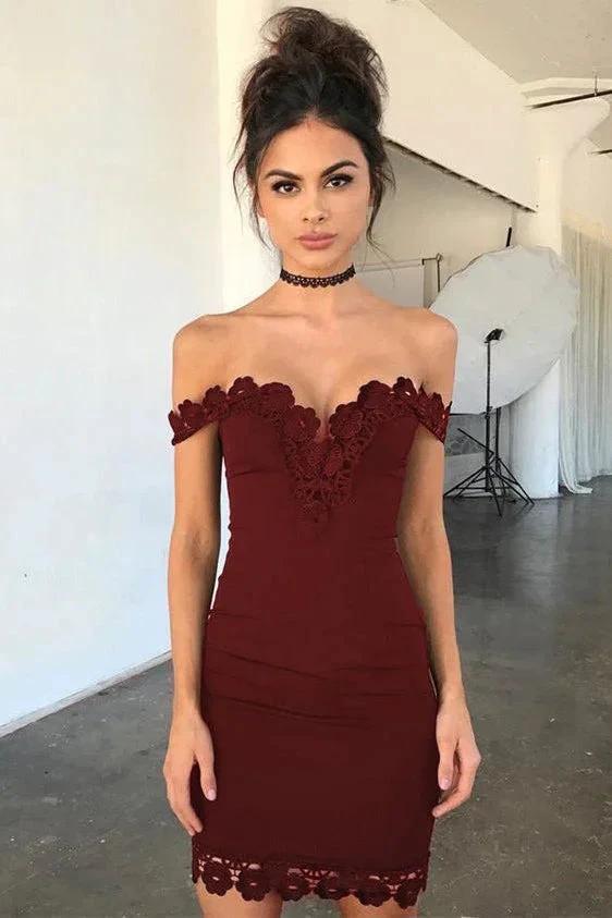 Chic Off The Shoulder Lace Short Homecoming Dresses - Image 2