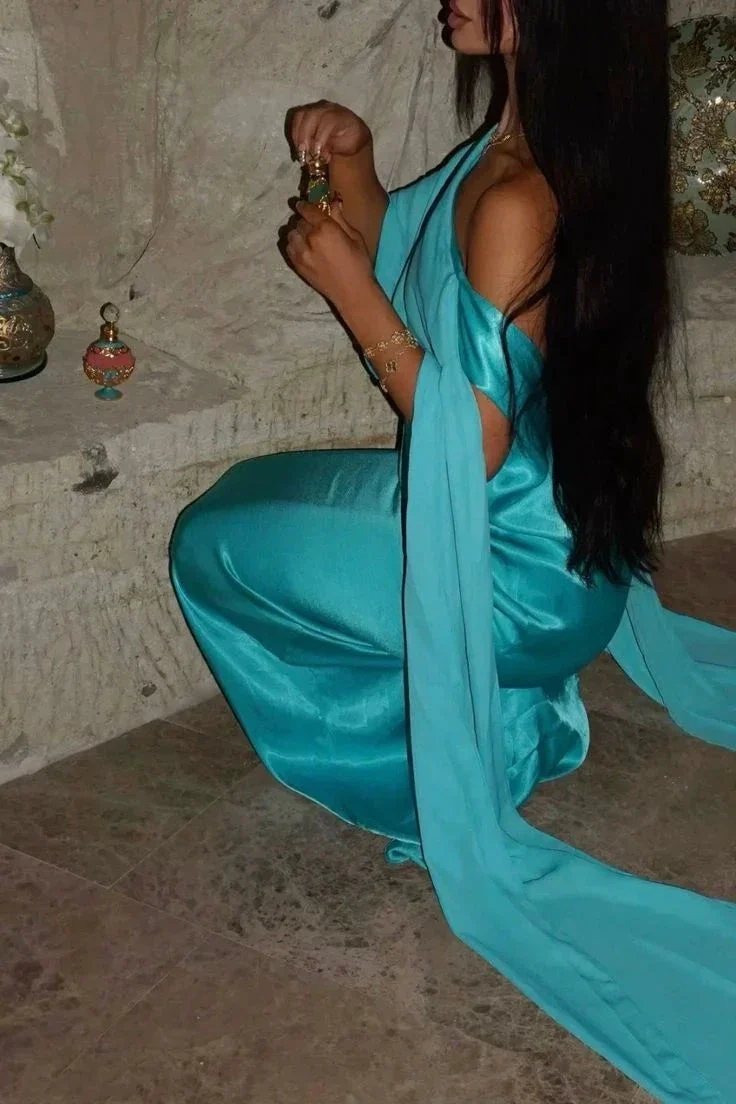 Chic One Shoulder Long Prom Dress Satin Evening Gown Y7860 - Image 4