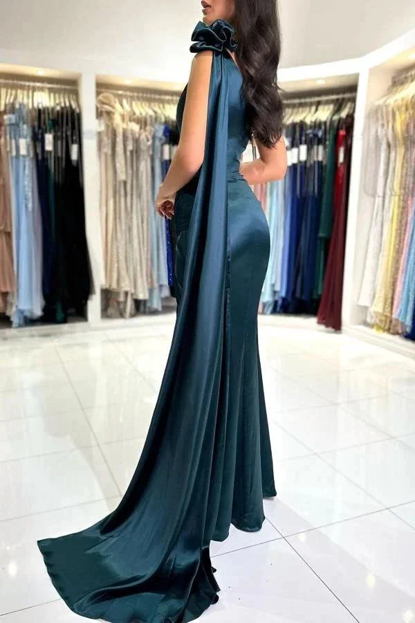 Chic One-Shoulder Sleeveless Floor-Length Split Front Prom Dresses - Image 4