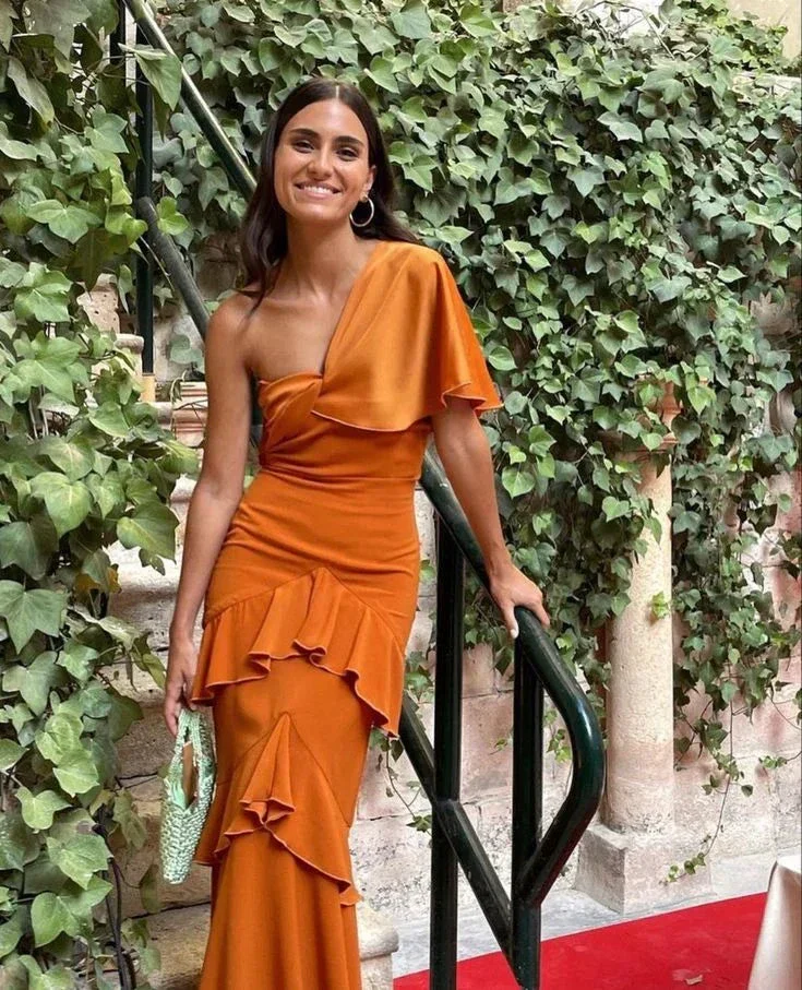 Chic Orange Mermaid Prom Dress Orange Evening Dress Y4742 - Image 3