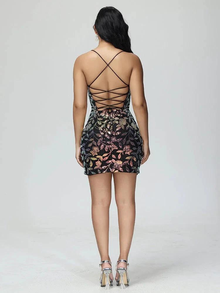 Chic Sleeveless Spaghetti Straps Lace Mini Homecoming Dress - Image 5