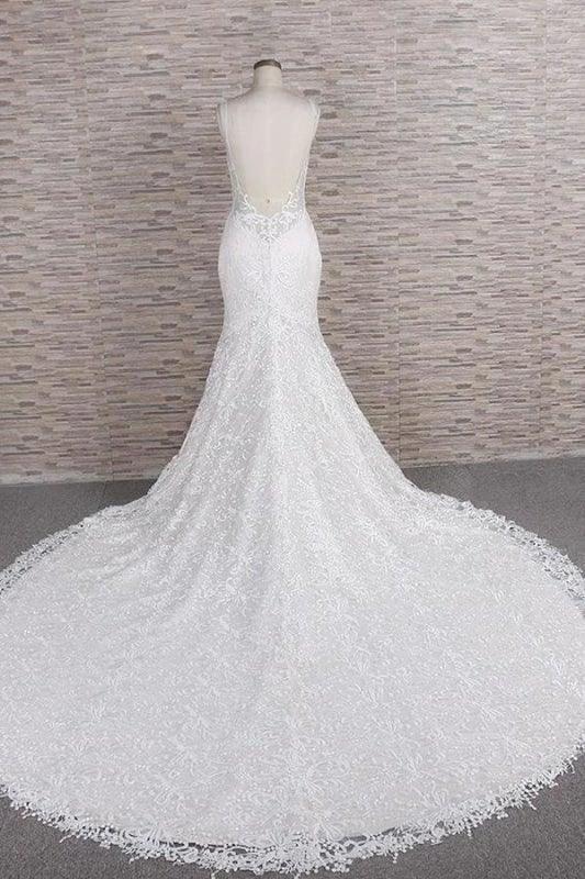 Chic Spaghetti Strap Appliques Mermaid Elegant Wedding Dresses - Image 2