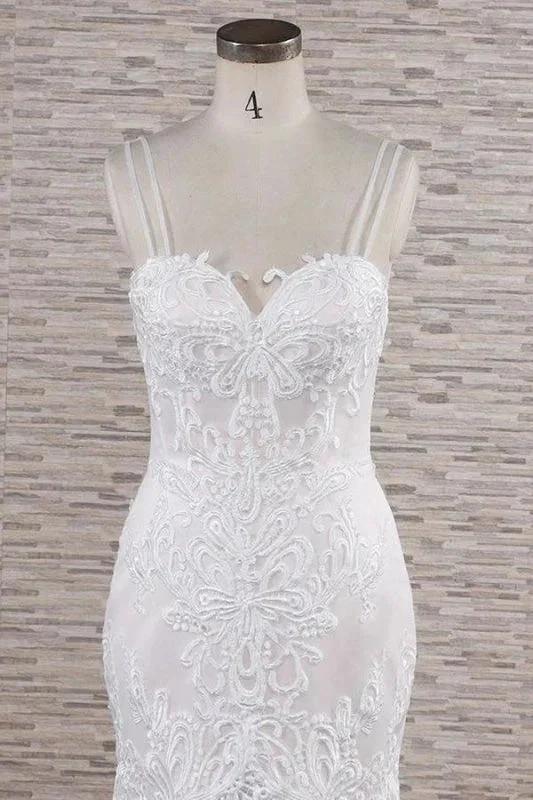 Chic Spaghetti Strap Appliques Mermaid Elegant Wedding Dresses - Image 4