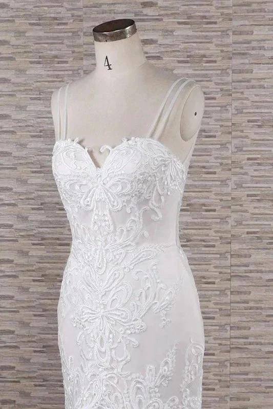 Chic Spaghetti Strap Appliques Mermaid Elegant Wedding Dresses - Image 5