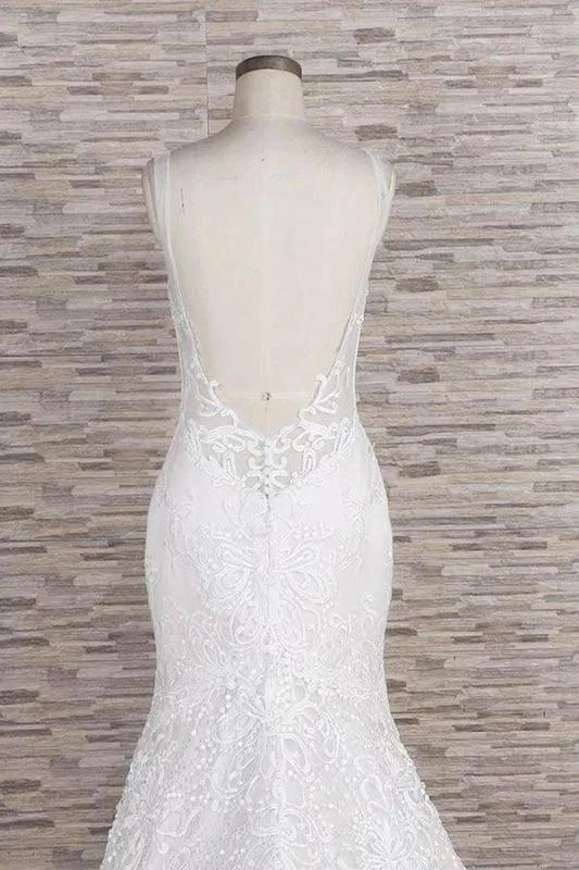 Chic Spaghetti Strap Appliques Mermaid Elegant Wedding Dresses - Image 6