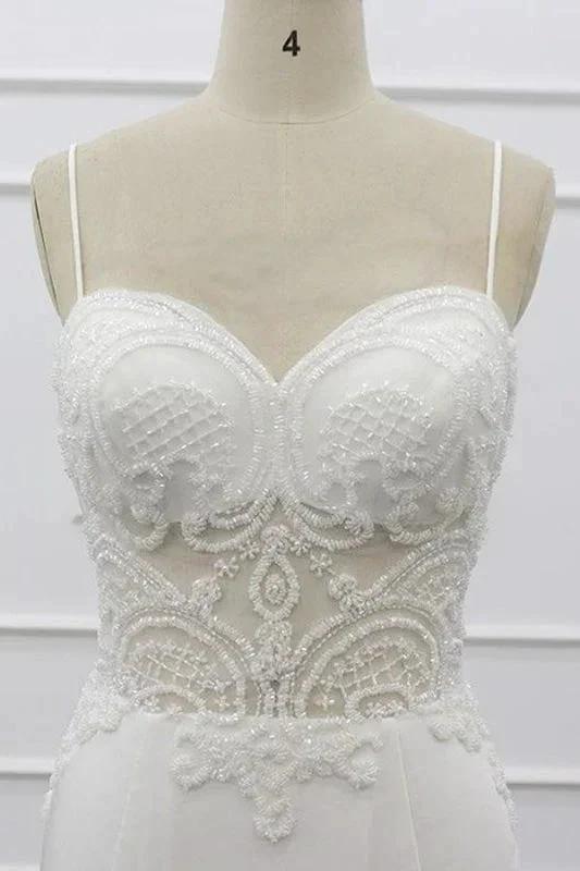Chic Spaghetti Strap Beading Mermaid Elegant Wedding Dresses - Image 5