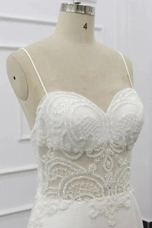Chic Spaghetti Strap Beading Mermaid Elegant Wedding Dresses - Image 6