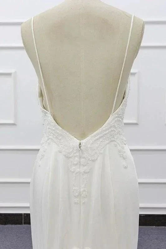 Chic Spaghetti Strap Beading Mermaid Elegant Wedding Dresses - Image 7