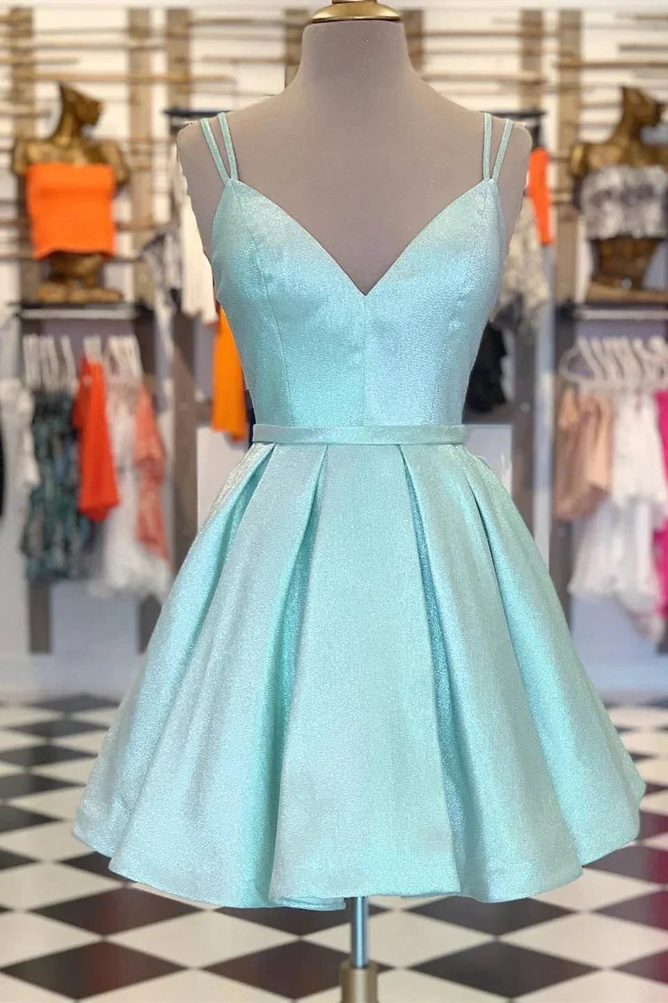 Chic Spaghetti Straps A Line Short Homecoming Dresses - Image 3