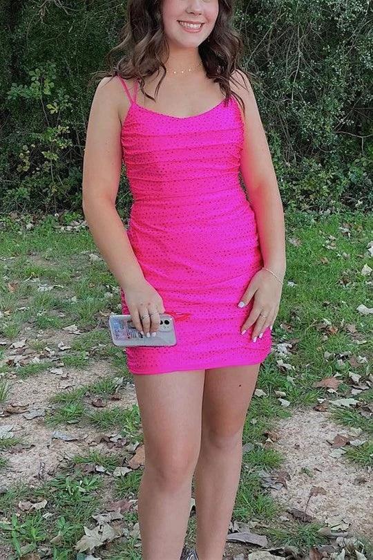 Chic Spaghetti Straps Tight Sequins Homecoming Dresses - Image 3