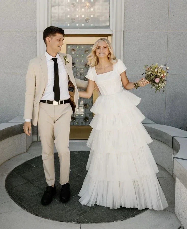 Chic Tiered Tulle Wedding Dress,Vintage Wedding Dress Y4266 - Image 5