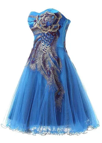 Chic Tulle Satin Sweetheart Neckline A-Line Short Cocktail Dress Homecoming Dress Y8485 - Image 2