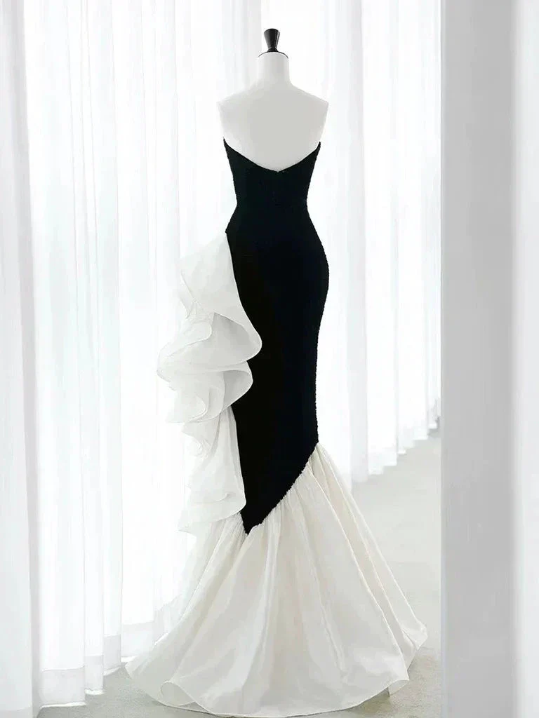 Chic Velvet Black Long Prom Dress Mermaid Pleated Evening Dress Y8048 - Image 2