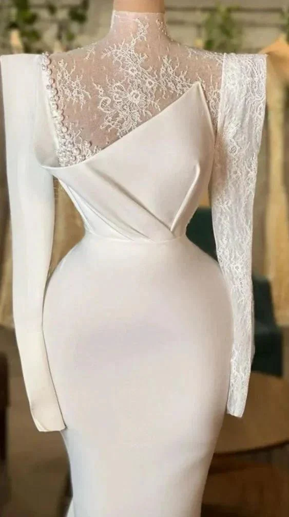 Chic White Long Wedding Dress Elegant Bridal Dress Y1743 - Image 2