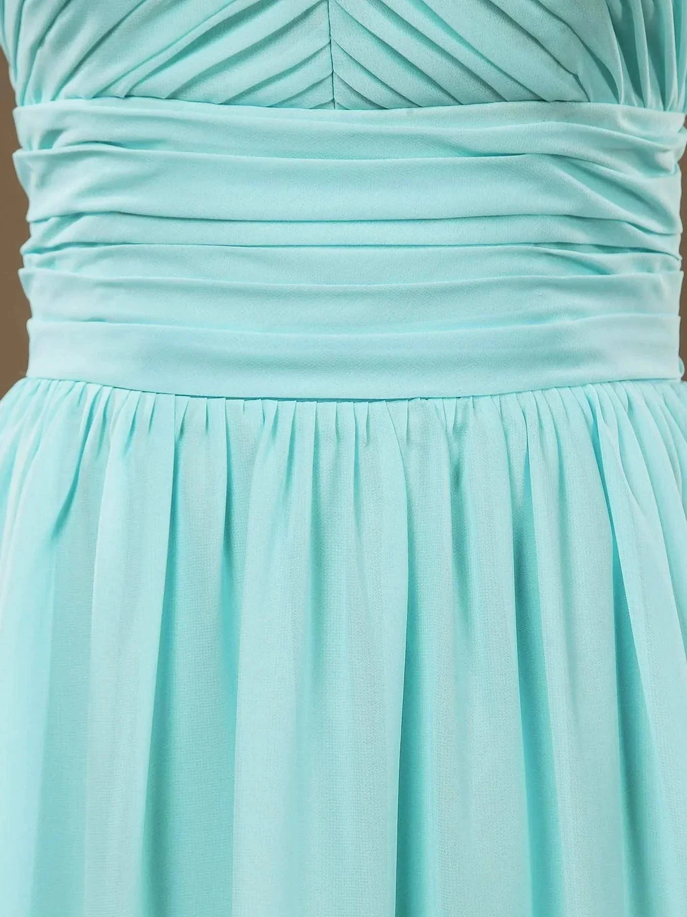 Chiffon Floor Length Prom Dresses A-Line Halter Open Back Pleats - Image 6