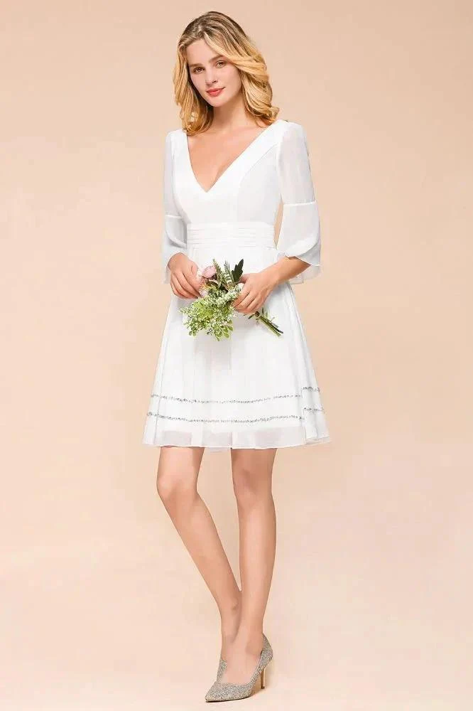 Chiffon Knee Length Simple Daily Casual Dress Beach Bridesmaid Dress - Image 6