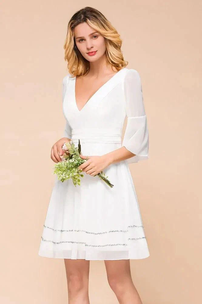 Chiffon Knee Length Simple Daily Casual Dress Beach Bridesmaid Dress - Image 7