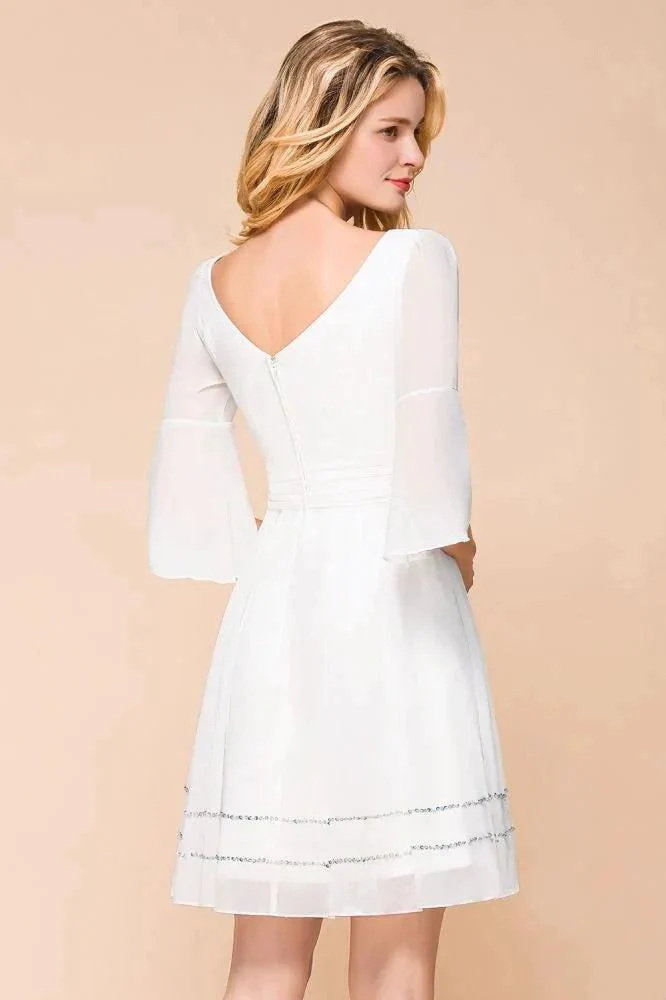 Chiffon Knee Length Simple Daily Casual Dress Beach Bridesmaid Dress - Image 8
