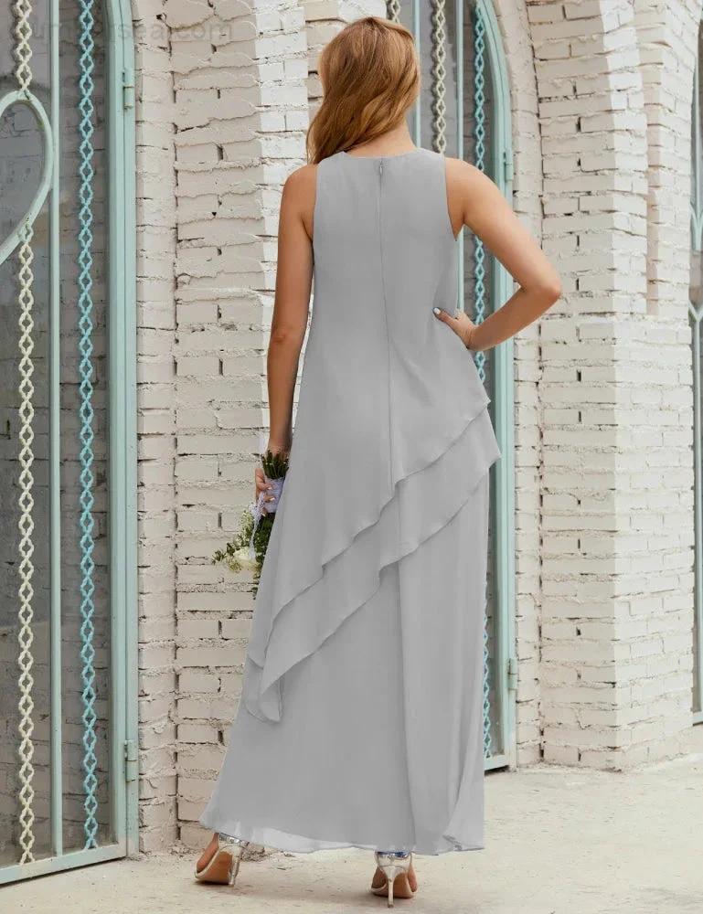 Chiffon Long Plus Size Mother of Bride Dresses Formal Bridesmaid Prom Gown SY28019 - Image 107