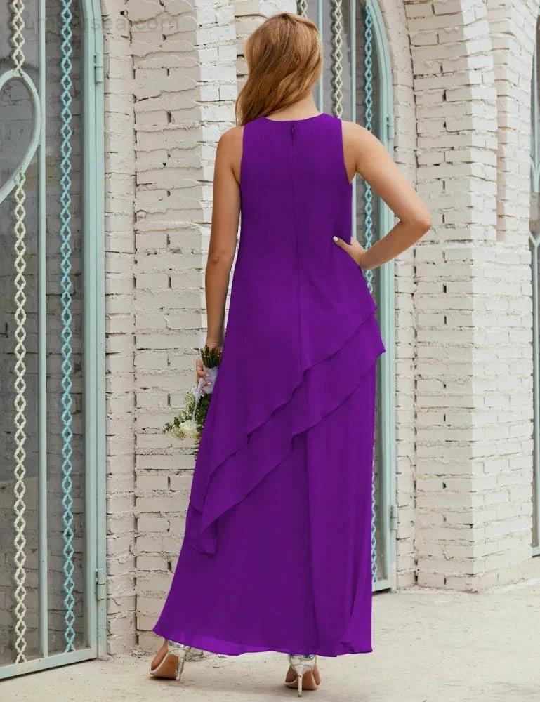Chiffon Long Plus Size Mother of Bride Dresses Formal Bridesmaid Prom Gown SY28019 - Image 111